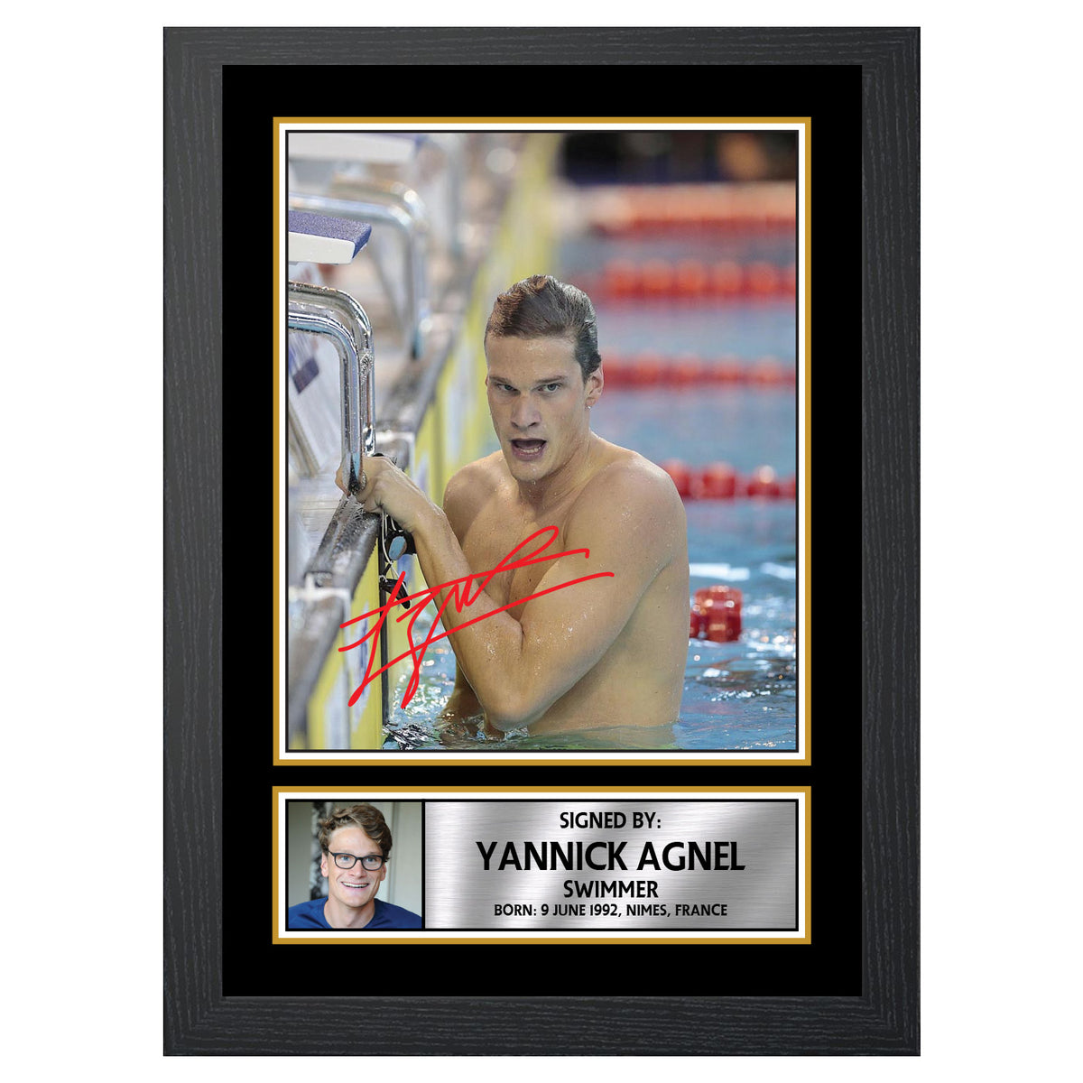 Yannick Agnel M487 Swimmer Printed Signature Poster Print Gift