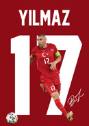 Yılmaz Signed Poster Print – Turkey National Team Captain Tribute Wall Art with Signature & Jersey Number 17 –  Inspirational Football Memorabilia for Fans & Collectors