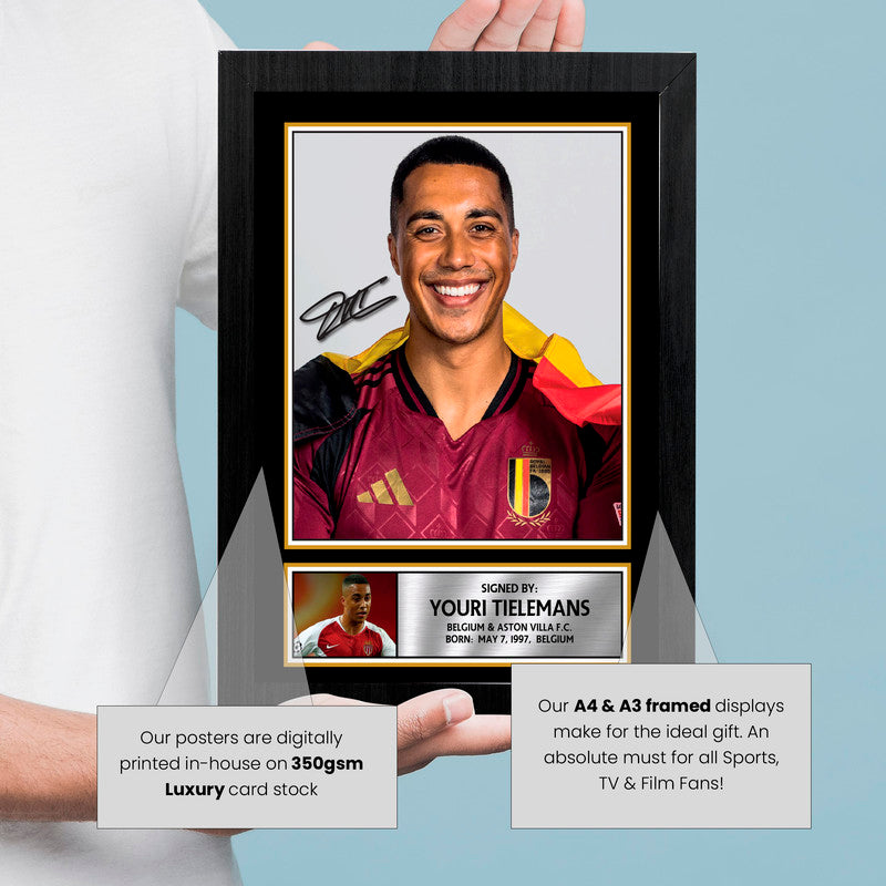 Youri Tielemans Signed Autographed Portrait Poster Print – Belgium Midfielder & Aston Villa Star – Football Memorabilia Wall Art for Fans & Collectors