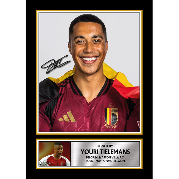 Youri Tielemans Printed Signature Portrait Poster Print – Belgium Midfielder & Aston Villa Star – Football Wall Art Wall Art for Fans & Collectors