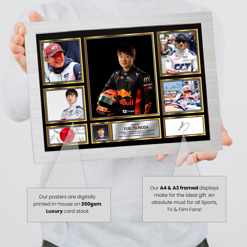 Yuki Tsunoda F1 Driver Limited Edition Signed Gift Poster Print Artwork Display