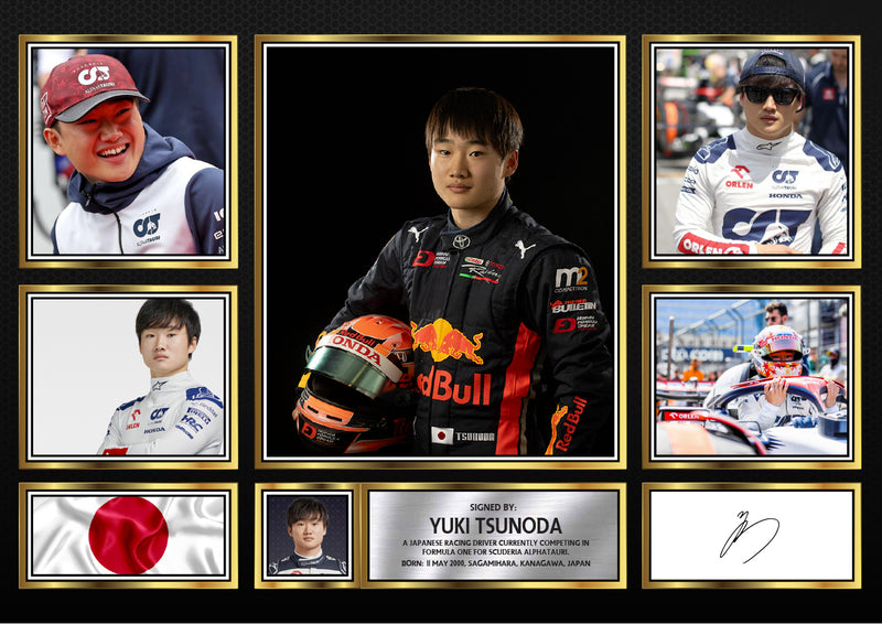 Yuki Tsunoda F1 Driver Limited Edition Signed Gift Poster Print Artwork Display