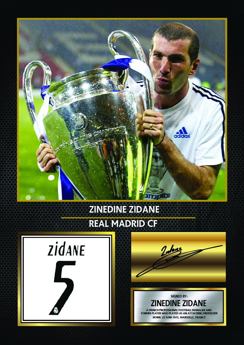 Zinedine Zidane Real Madrid Footballer Printed Signature Print – zinedine Zidane printed signature poster