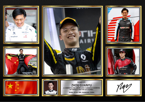 Zhou Guanyu F1 Driver Printed Signature Gift Poster Print Artwork Display
