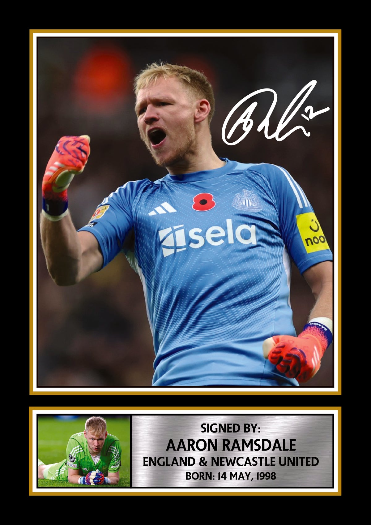 Aaron Ramsdale Newcastle United Printed Signature Poster – England Goalkeeper Football Wall Art – Soccer Wall Art Gift for Fans – Aaron Ramsdale Newcastle United Printed Signature Poster