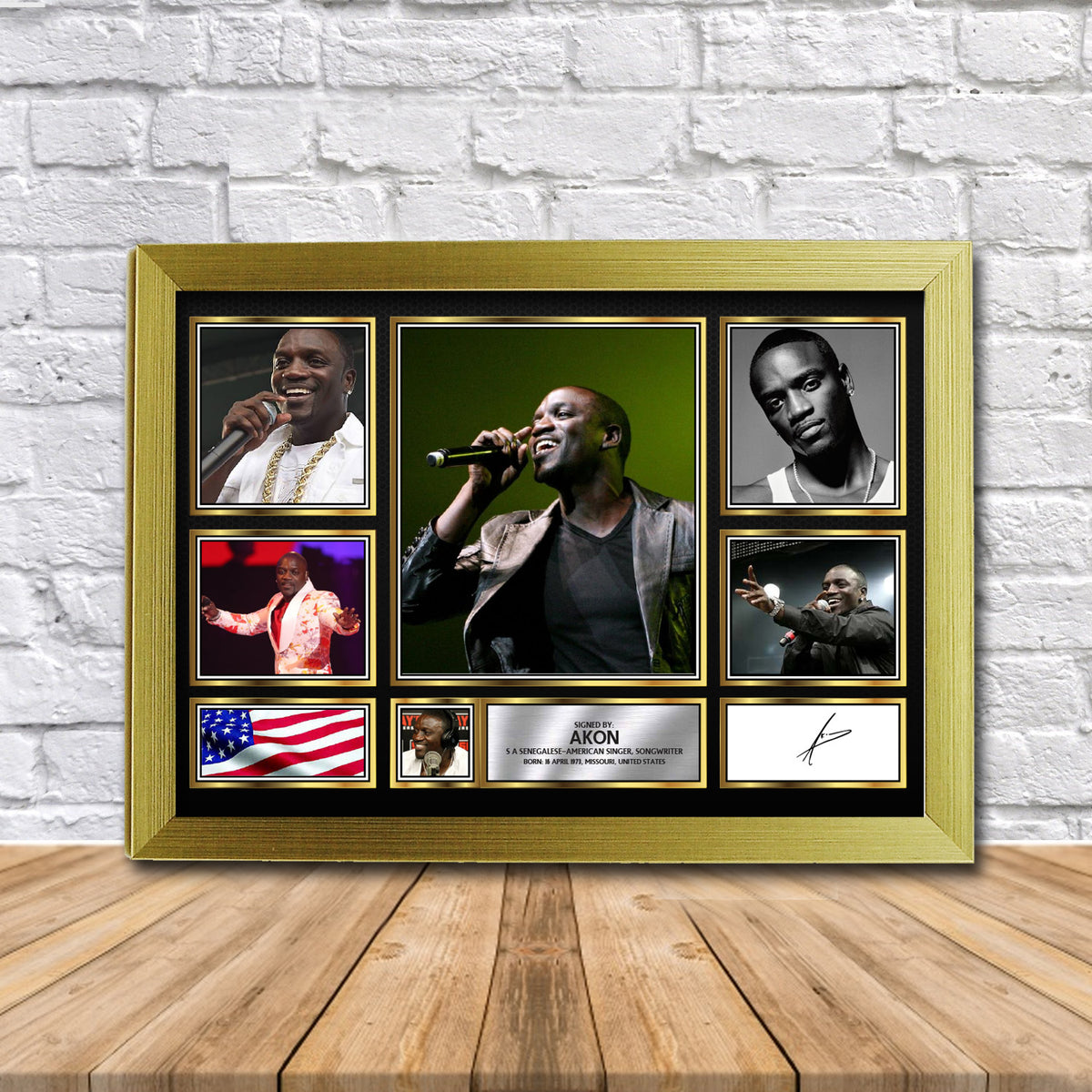Akon Music Gift Printed Signature Star Poster Print Wall Art Gift
