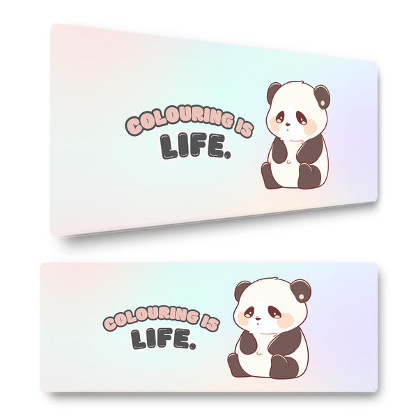 Panda – Colouring is Life Gaming Mouse Mat – Extra Large 800x300mm Desk Pad – Cute Kawaii Panda Art Mousepad for Artists, Gamers & Students