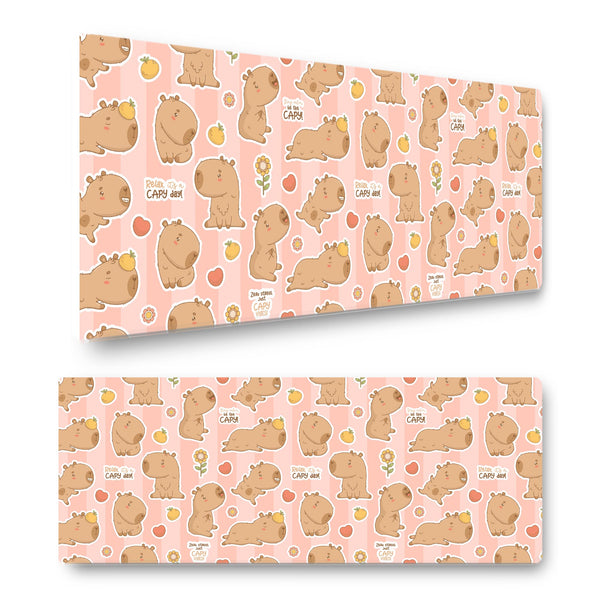 Capybara Stickers Gaming Mouse Mat – XL Desk Pad (800mm x 300mm) – Cute Chill Capybara Design