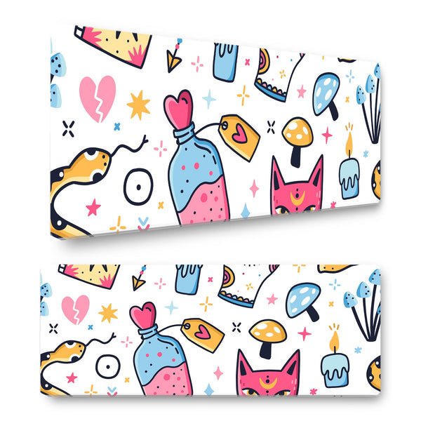 Colourful Witch Gaming Mouse Mat – Extra Large 800x300mm Desk Pad – Vibrant Magical Aesthetic – Non-Slip Rubber Base