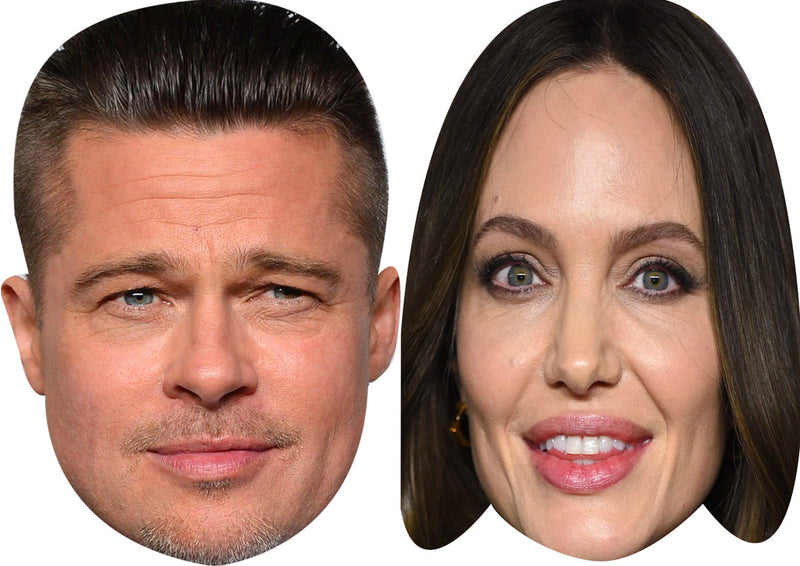 Angelina Jolie And Brad Pitt Celebrity Couple Face Mask Fancy Dress - High-Quality Cardboard Masks for Any Occasion