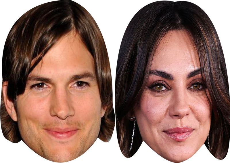 Ashton Kutcher And Mila Kunis Celebrity Couple Face Mask Fancy Dress - High-Quality Cardboard Masks for Any Occasion