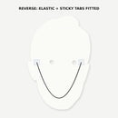 Back of the Graeme Swann face mask showing the elastic and sticky tabs