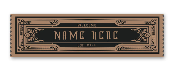 Personalised Bar Mat Runner – personalised art deco bar runner – art deco ticket design