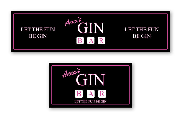 Personalised Bar Mat Runner – personalised gin bar mat – gin bar pink design