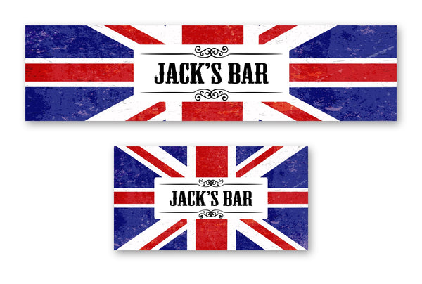 Personalised Bar Mat Runner – personalised union jack bar mat – distressed union jack design