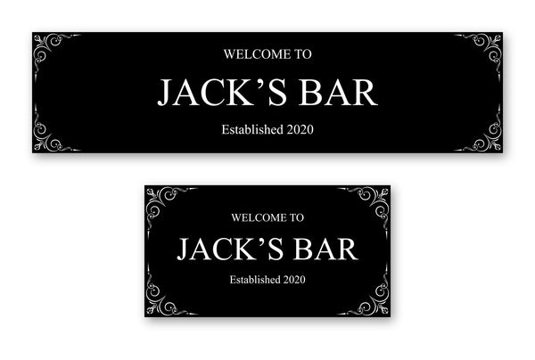 Personalised Bar Mat Runner – personalised black established bar mat – Vintage Black Established design
