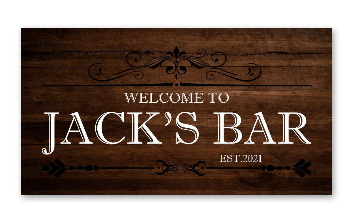 Personalised wooden bar mat – vintage wood established design