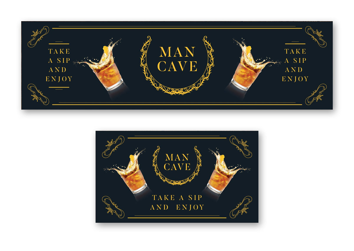 Man cave whisky bar mat – long runner and small mat, man cave take a sip design