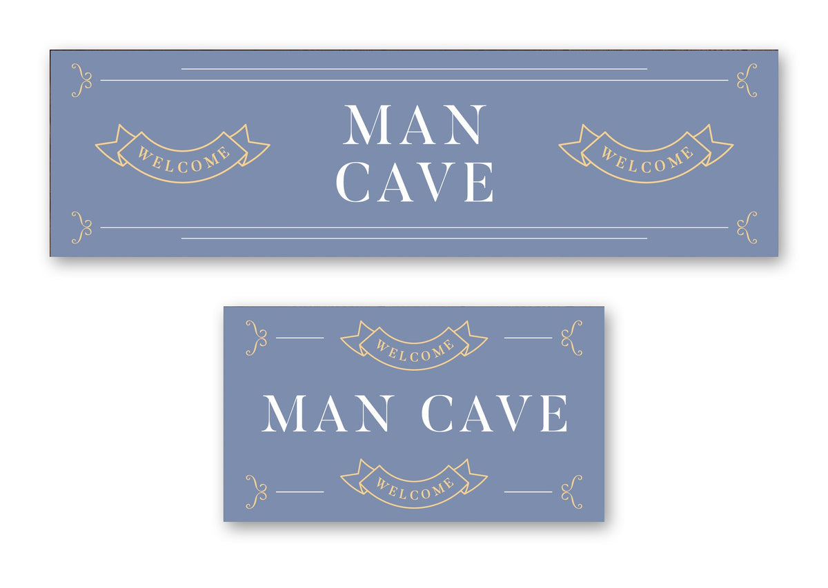Slate blue man cave bar runner – long runner and small mat, man cave slate design