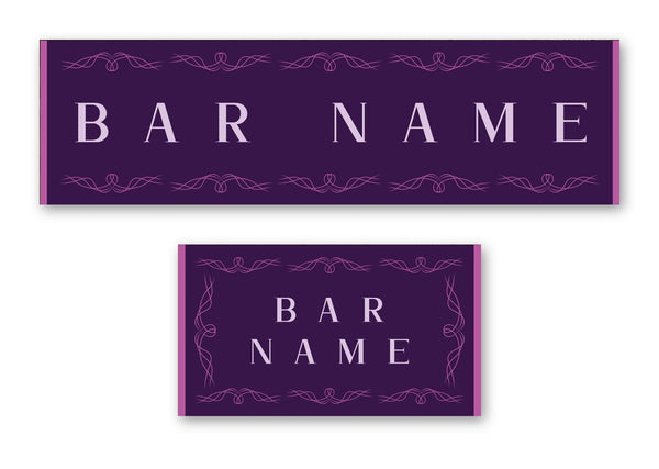 Personalised purple bar runner – long runner and small mat, plum filigree design