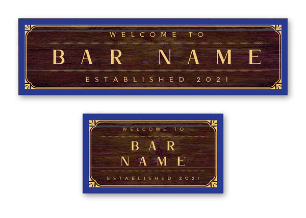 Personalised established bar mat – long runner and small mat, rustic established design