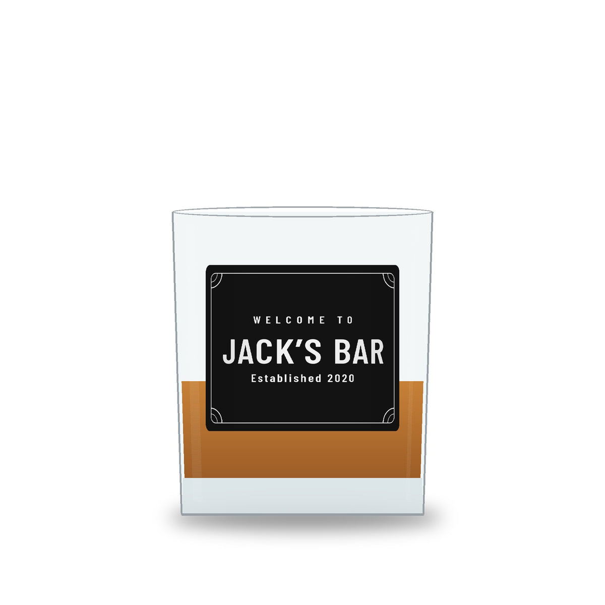 Personalised vintage bar whisky tumbler printed with the name Jack’s Bar