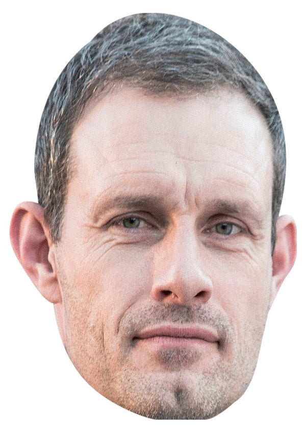 Ben Price face mask – printed cardboard celebrity face mask on a white background, front view