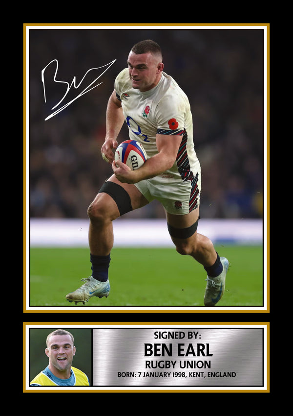 Ben Earl England Rugby Printed Signature Poster – Style Wall Art Print – England Rugby Union Star Gift – Sports Fan Decor – Reproduction Print