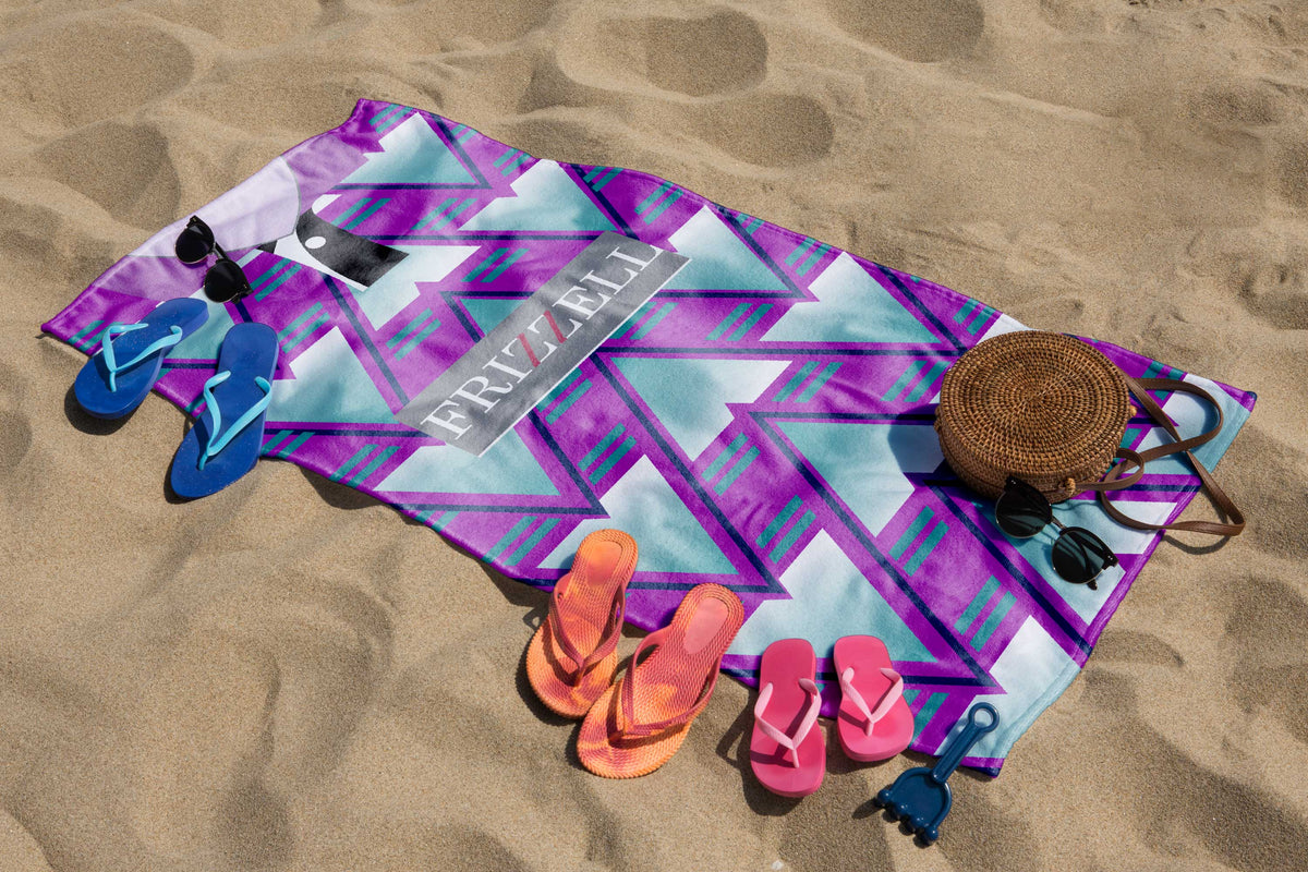 Bournemouth 1992 Away Retro Football Lightweight Beach Gym Towel – Bournemouth 1992 away retro football lightweight beach gym towel laid out on the sand