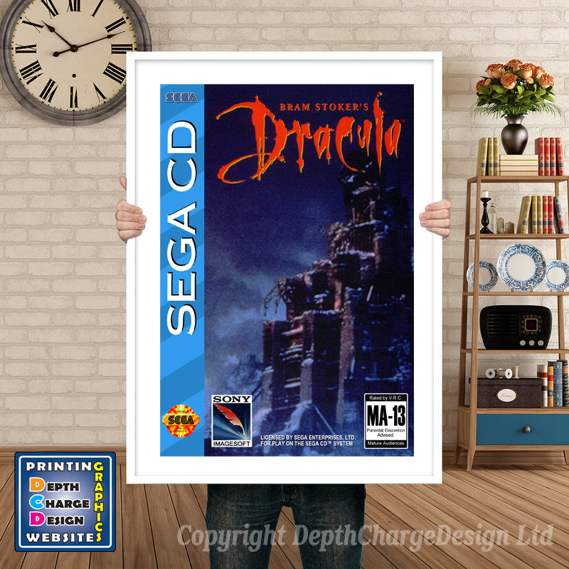 Bram Stokers Dracula Sega Sega Mega CD Inspired Retro Gaming Poster A4 A3 A2 Or A1 – Bram Stokers Dracula Sega Mega CD inspired retro gaming poster shown in a white frame
