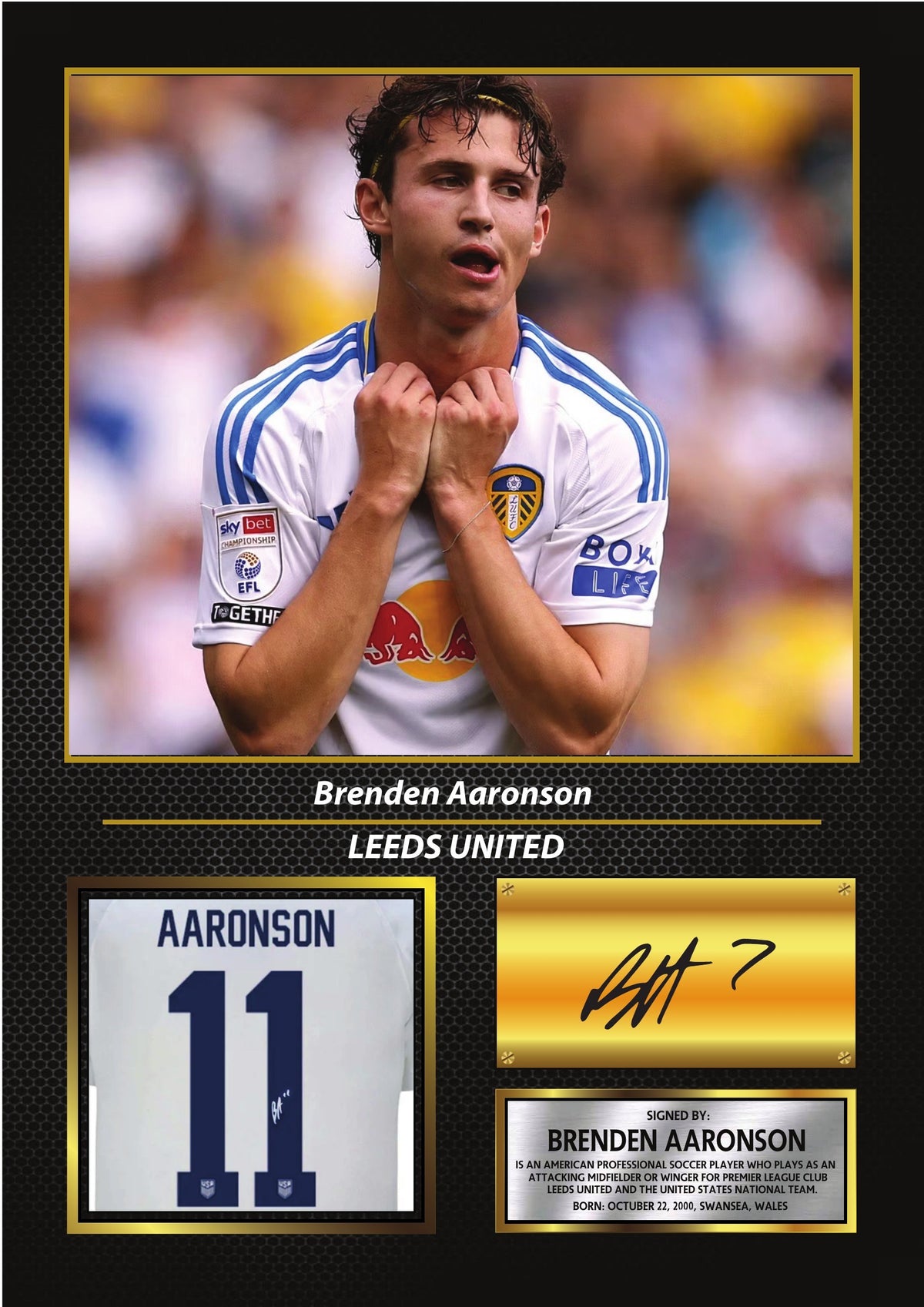 Brenden Aaronson Leeds United Poster Print – Football Wall Art Perfect Gift for Football Fans – Brenden Aaronson Leeds United Poster Print