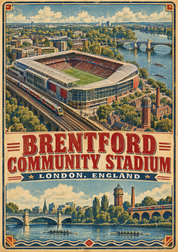 Brentford Community Stadium vintage travel poster print