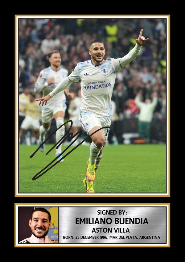 Emiliano Buendía Aston Villa Printed Signature Poster Print – Aston Villa FC Football Wall Art – Emiliano Buendía Signature Style Soccer Poster