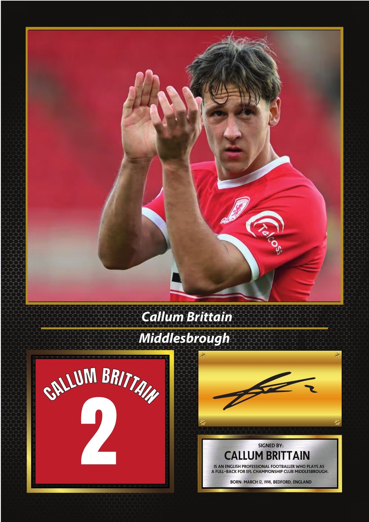 Callum Brittain Middlesbrough FC Poster Print – Football Wall Art Perfect Gift for Football Fans – Callum Brittain Middlesbrough FC Poster Print