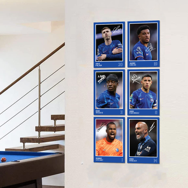 Chelsea Players SIGNED A6 Poster Pack 2 - 6 Autographed Poster Print Cards (Palmer, Sancho, Madueke, Fernandez, Sanchez, Maresca)