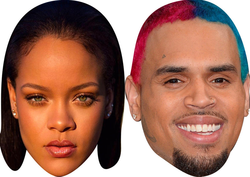 Chris Brown And Rihanna Celebrity Couple Face Mask Fancy Dress - High-Quality Cardboard Masks for Any Occasion