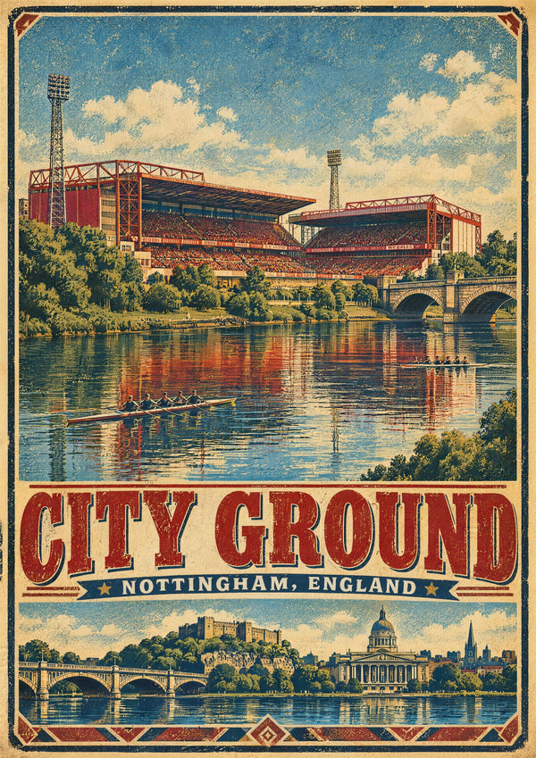 City Ground Stadium vintage travel poster print
