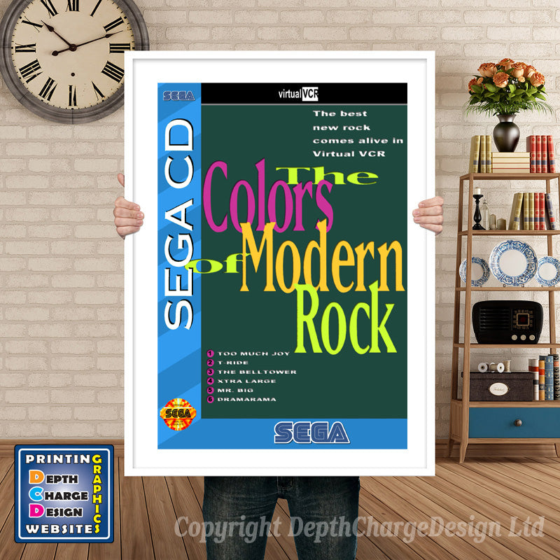 Colors Of Modern Rock Sega Sega Mega CD Inspired Retro Gaming Poster A4 A3 A2 Or A1 – Colors Of Modern Rock Sega Mega CD inspired retro gaming poster shown in a white frame