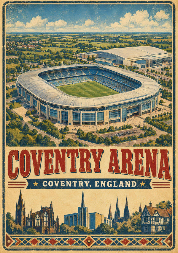 Coventry Arena vintage travel poster print