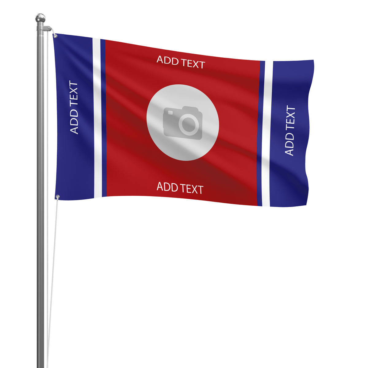Personalised Crystal Palace football flag design 2 in red and blue, printed with custom wording
