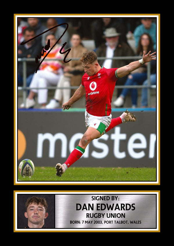 Dan Edwards Wales Rugby Poster – Printed Signature Wall Art – Wales Rugby Union Player Wall Art Poster for Fans – Reproduction Print