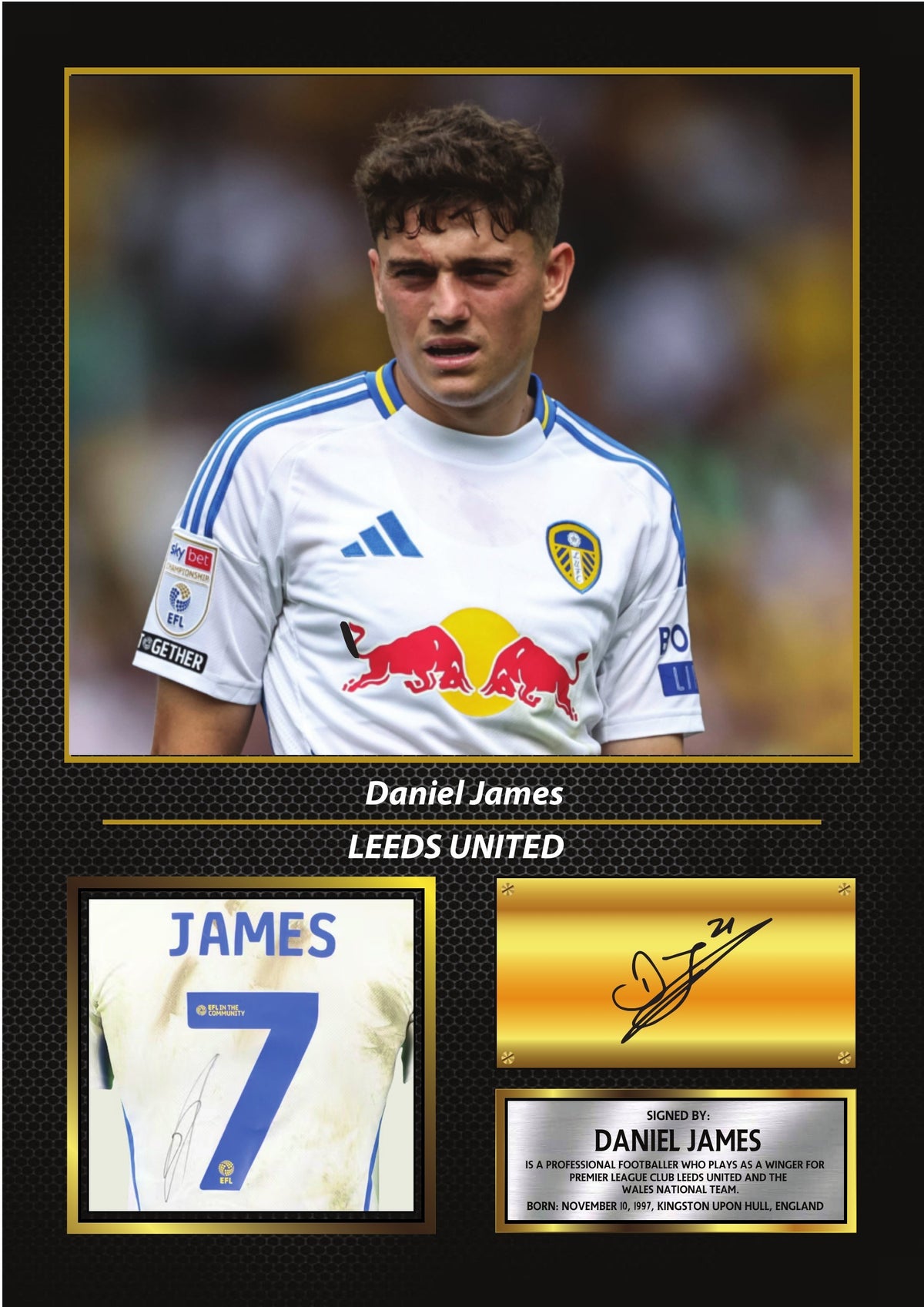 Daniel James Leeds United Poster Print – Football Wall Art Perfect Gift for Football Fans – Daniel James Leeds United Poster Print