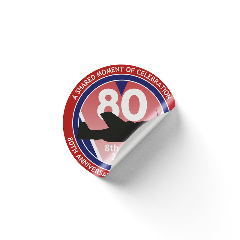 VE Day 80th Anniversary 50mm Round Stickers Design 5 (Pack of 40) - Special Edition