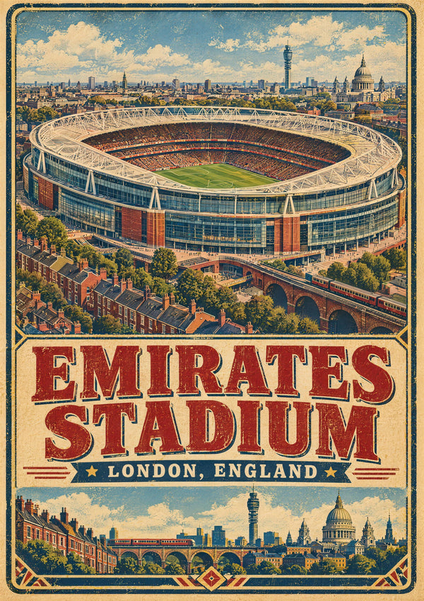 Emirates Stadium vintage travel poster print
