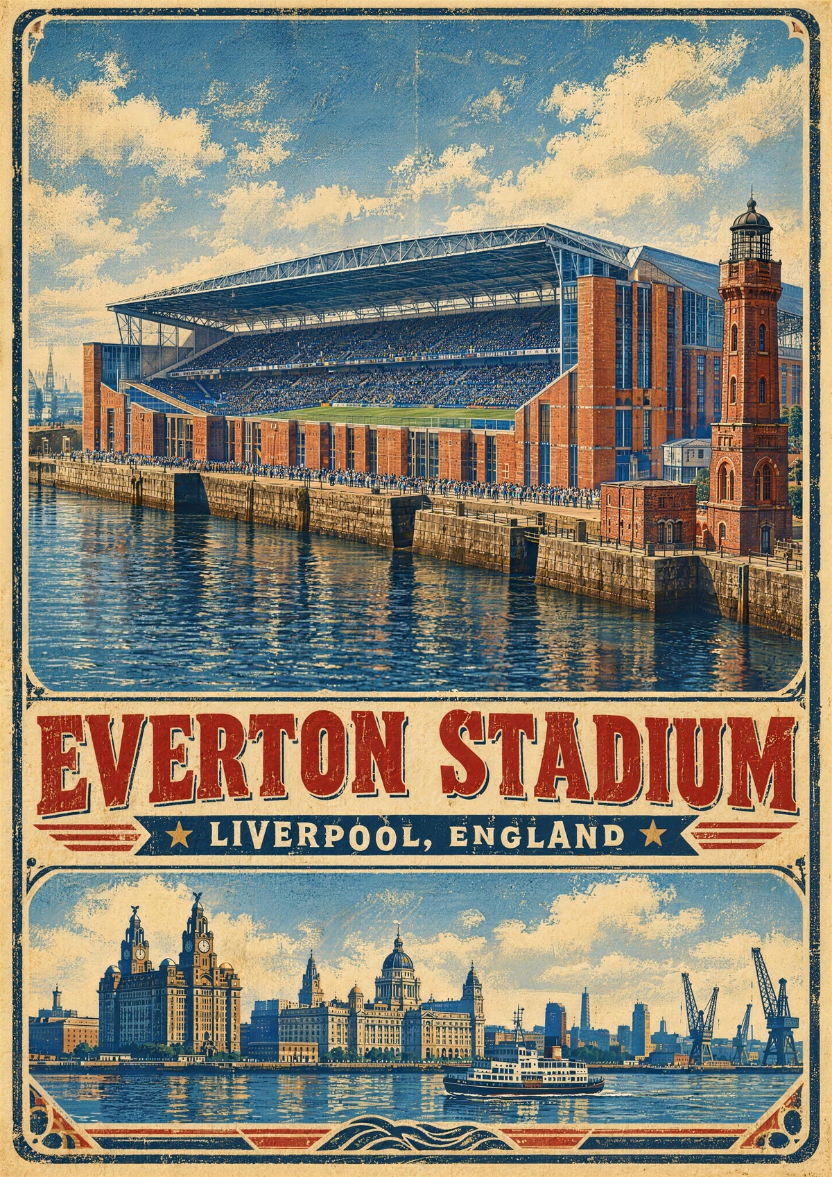 Everton Stadium vintage travel poster print