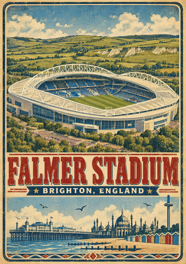 Falmer Stadium vintage travel poster print