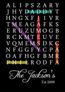 FAMILY EST. BLACK PERSONALISED WORD SEARCH CUSTOM WORD PUZZLE UNIQUE HIGH QUALITY DEISGN