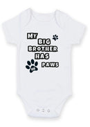 Flat mockup of the My Big Brother Has Paws design on a short-sleeve baby vest