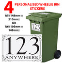 Personalised wheelie bin sticker design 13 shown on a wheelie bin
