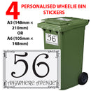 Personalised wheelie bin sticker design 12 shown on a wheelie bin